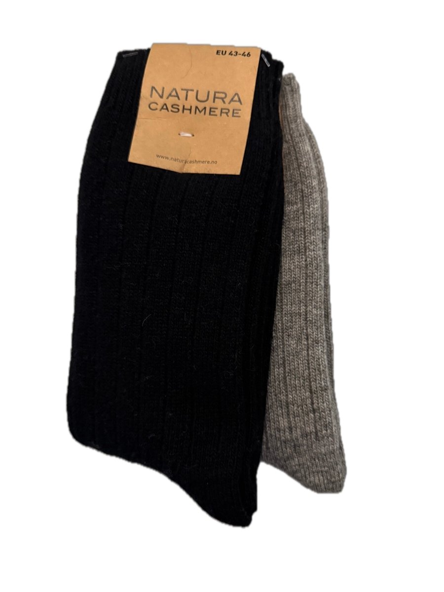 2 - pack sokker Sort & Grå - Natura Cashmere