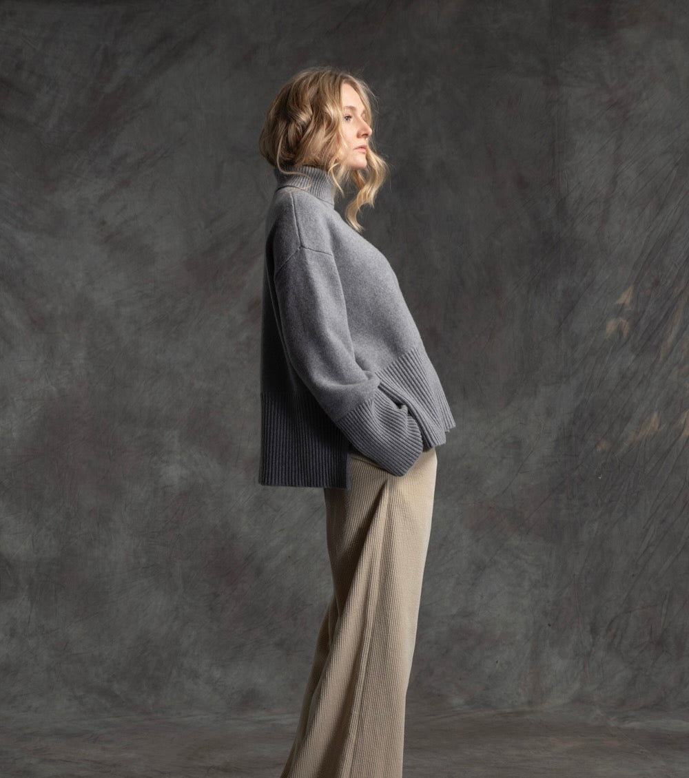 Andrea Sweater Mid Grey - Natura Cashmere