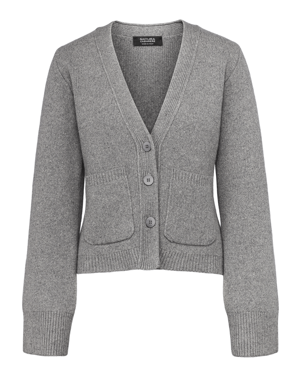 JULIA CARDIGAN - Mid Grey - Natura Cashmere