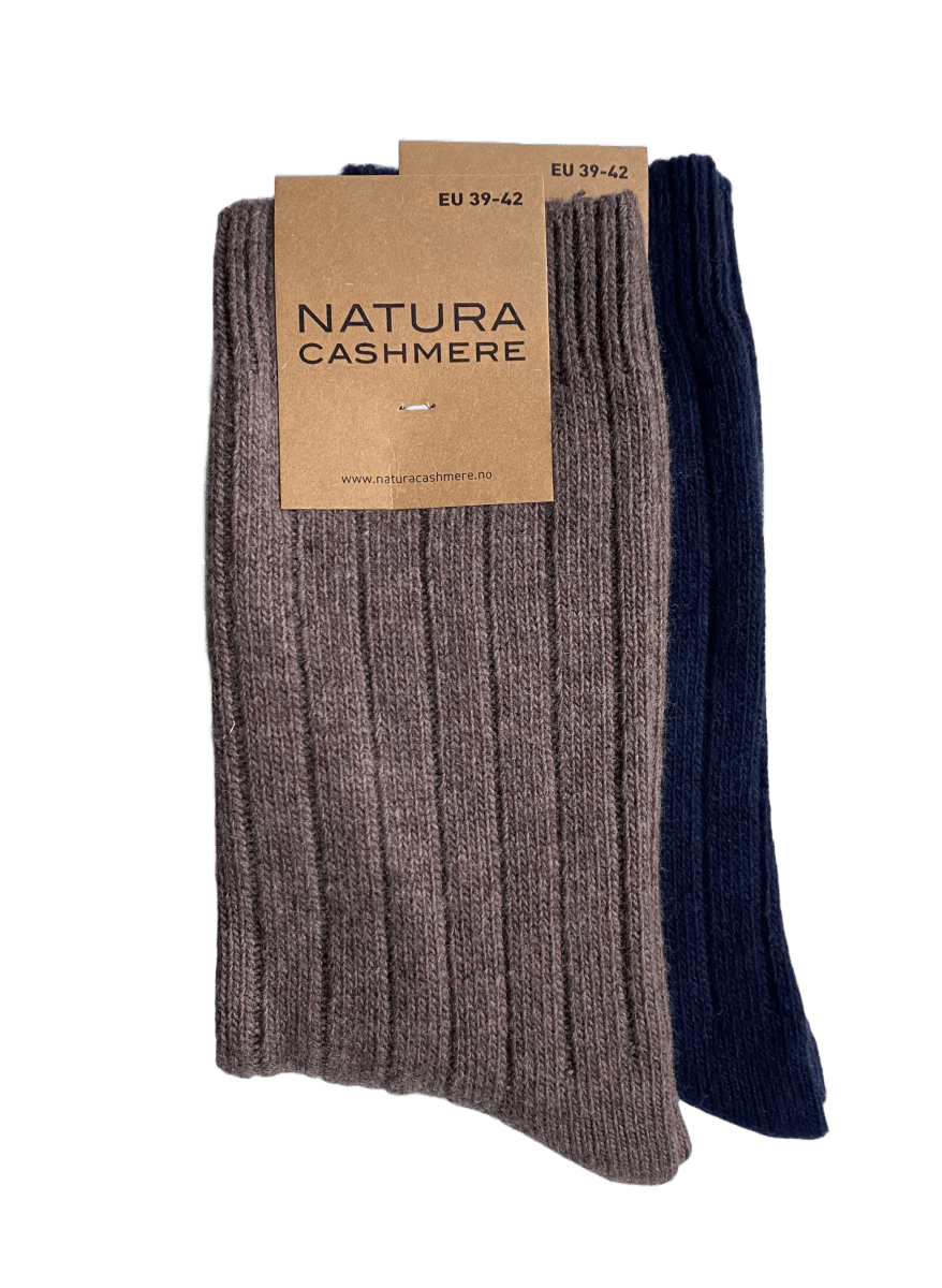 2 - pack sokker Blå & Brun - Natura Cashmere