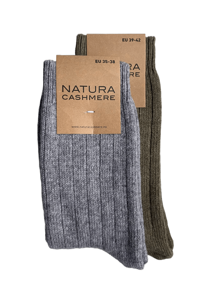 2 - pack sokker Grønn & Grå - Natura Cashmere