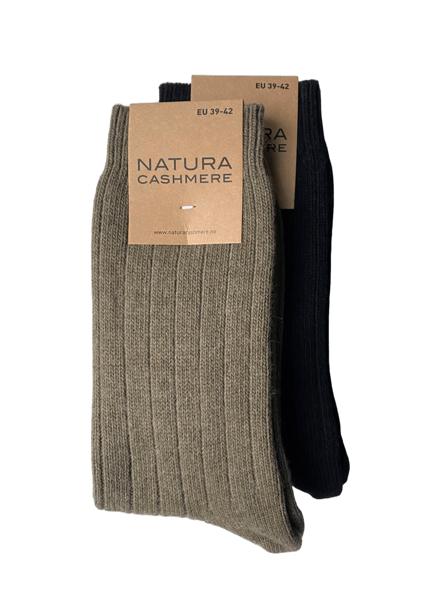 2 - pack sokker Svart & Grønn - Natura Cashmere